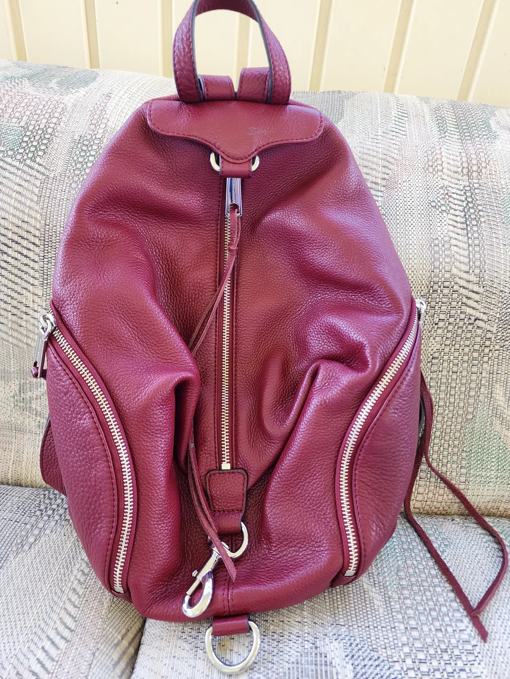 Rebecca Minkoff Burgundy Pebbled Leather Backpack